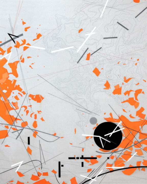 Schilderij getiteld "Papertrail_221" door Ernst Kruijff, Origineel Kunstwerk, Acryl