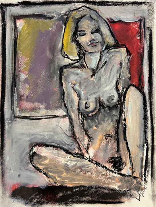 Sarah assise 图画, 12x9 in