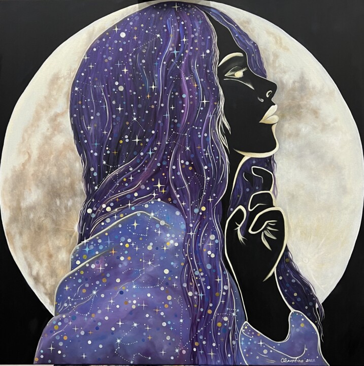 Painting titled "Passion Universe" by Karina Romanova (Clementina), Original Artwork, Oil Mounted on Wood Stretcher frame