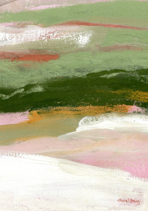 Painting titled "Landscape with Gree…" by Janel Bragg, Original Artwork, Watercolor