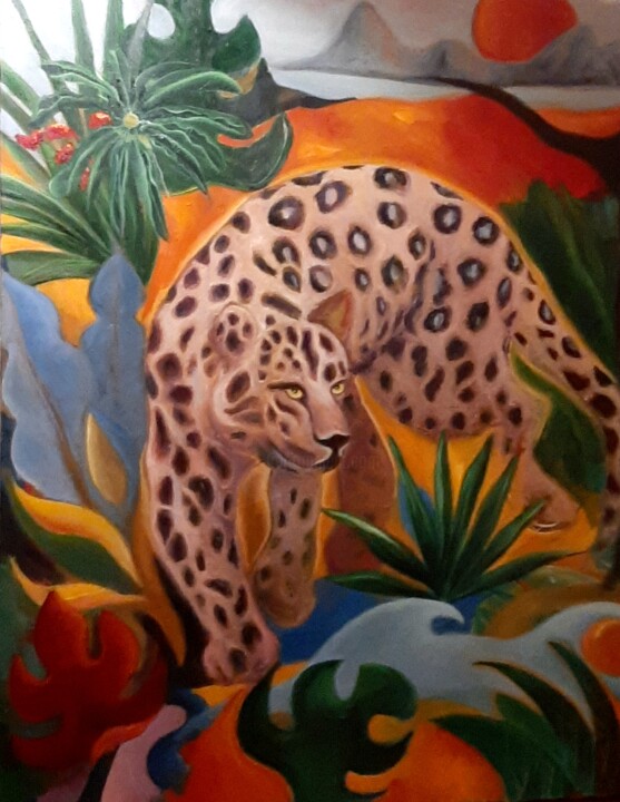 Картина под названием "Rote Erde" - Andrea Gedl, Подлинное произведение искусства, Масло