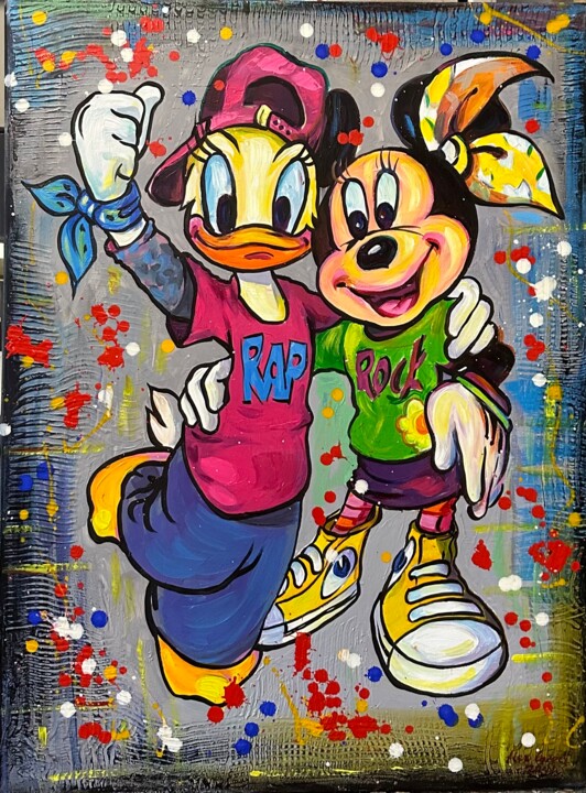 Donald Duck & Mickey 绘画, 31.5x23.6 in