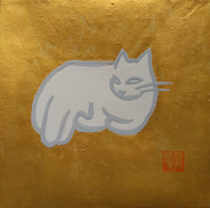 NIHONGA NEKO Kogane 绘画, 5.1x5.1 in