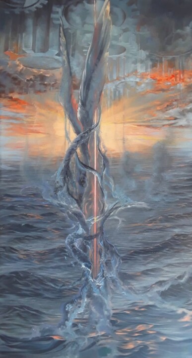 Painting titled "Если подумать (пред…" by Evgenii Merkulov, Original Artwork, Oil
