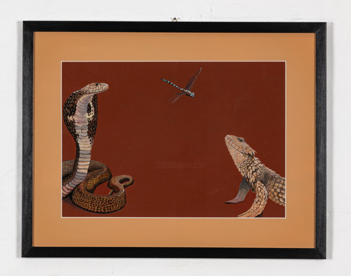Drawing titled "red desert" by Antoine Talon, Original Artwork, Tempera