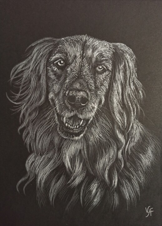 GOLDEN RETRIEVER - small drawing, original gift, dog 图画, 11.1x8.1 in