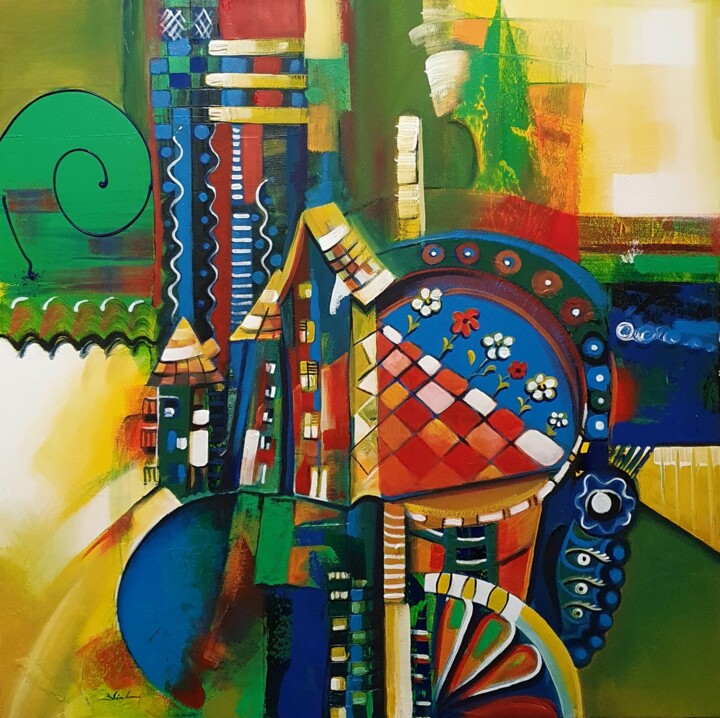 Painting titled "MB3" by Mery Blindu, Original Artwork, Acrylic Mounted on Wood Stretcher frame