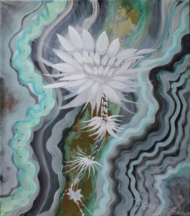 Fleur Blanche de la Roche 绘画, 17.7x14.6 in