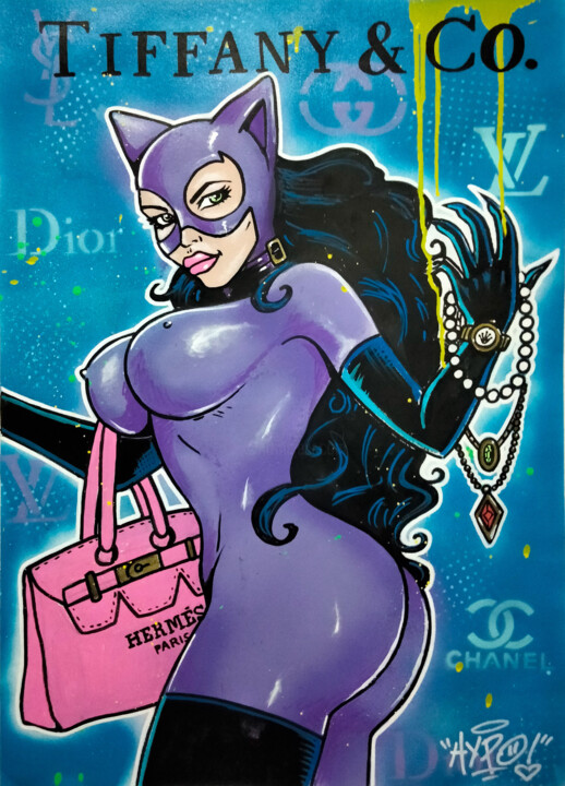 Catwoman X Tiffany 绘画, 27.6x19.7 in
