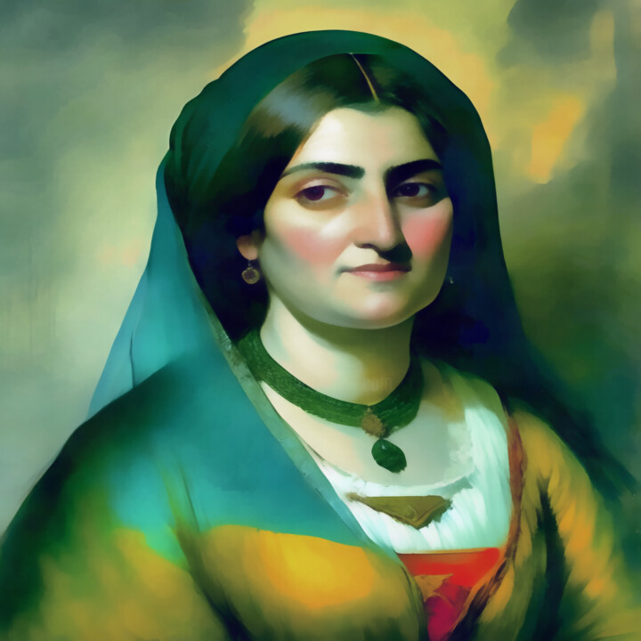 Digitale Kunst getiteld "Medieval Lady Style" door Bachir Reddioui, Origineel Kunstwerk, Digitaal Schilderwerk