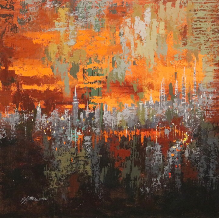 SUNDOWN 绘画, 30x30 in