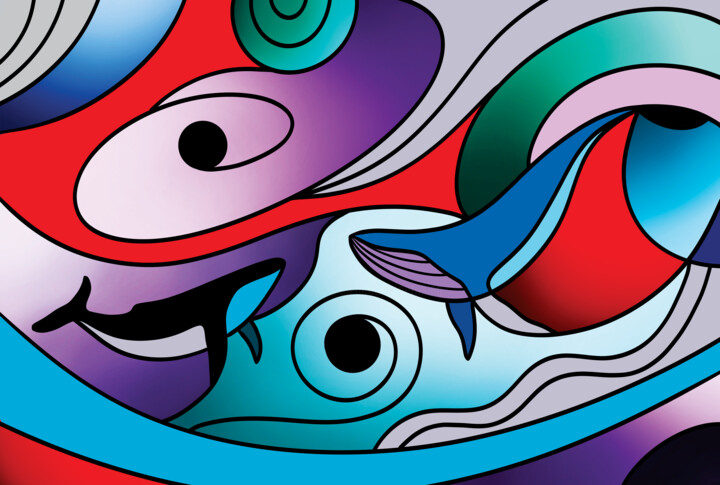 Digitale Kunst mit dem Titel "Whales" von Elena Petunina, Original-Kunstwerk, 2D digitale Arbeit
