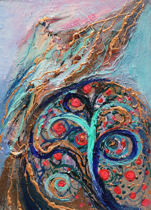 Painting titled "My Palette #5" by Elena Kotliarker, Original Artwork, Acrylic Mounted on Cardboard