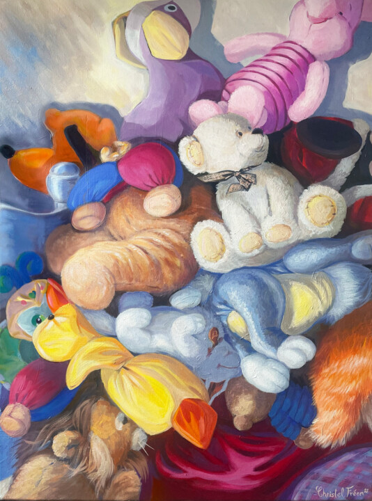 Mes doux amis 绘画, 31.5x23.6 in