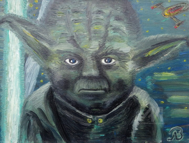 Peinture intitulée "Yoda" par Lari Peters, Œuvre d'art originale, Huile