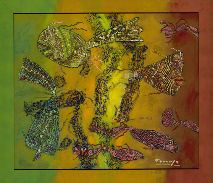 绘画 标题为“Fish escaping from…” 由Tomasz, 原创艺术品, 丙烯