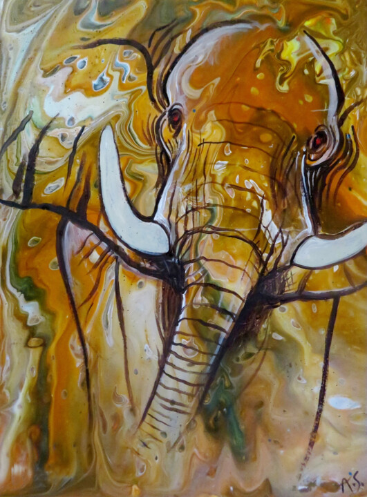 Afrika-Elefant I Elephant 绘画, 15.8x11.8 in