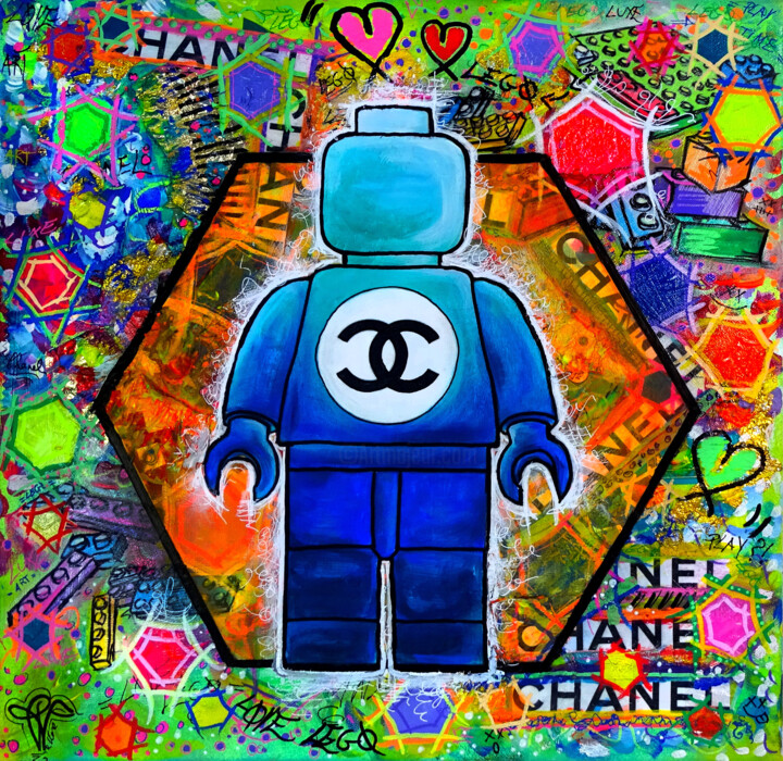 Tableau peinture sur toile Lego Pop Art Chanel Coloré Unique 绘画, 15.8x15.8 in