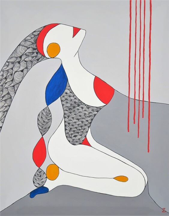 Malerei mit dem Titel "Isis" von Dr. Katharina Zlöbl, Original-Kunstwerk, Acryl Auf Keilrahmen aus Holz montiert