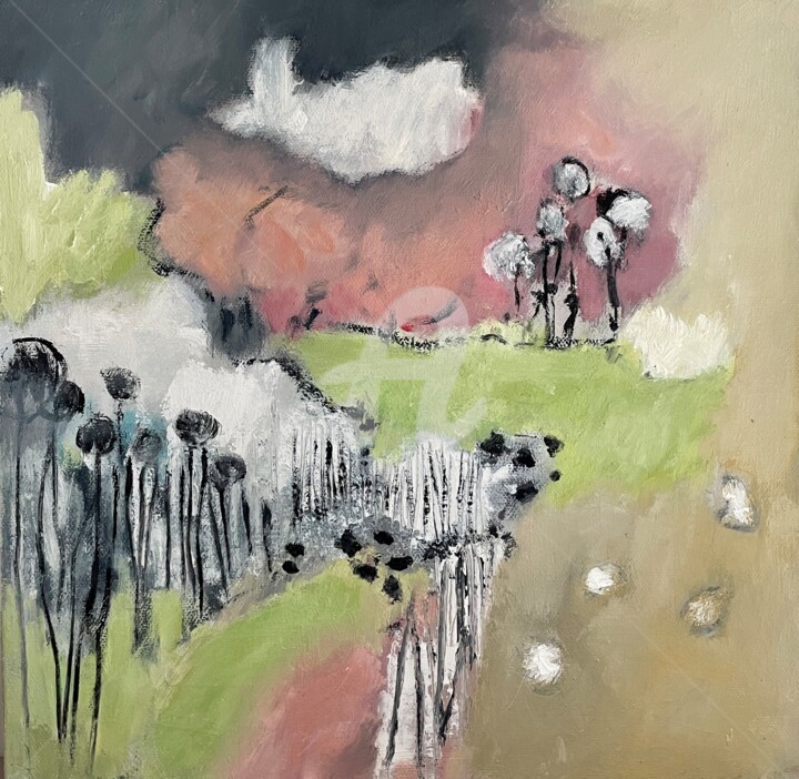 Painting titled "Le nuage poisson" by Bénédicte Becquart, Original Artwork, Oil