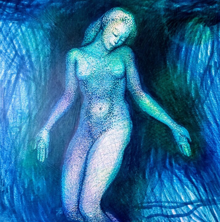 Desenho intitulada "Mysterious Nude 2 (…" por Corinne Courlet, Obras de arte originais, Tinta