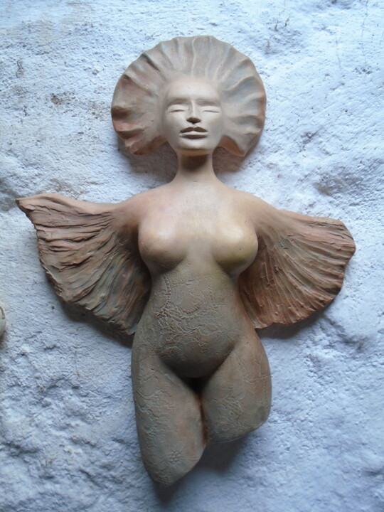 "Femme ange", terre cuite patinée 雕塑, 16.9x12.6 in