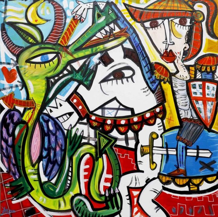 La Sconfitta del Male 绘画, 39.4x39.4 in