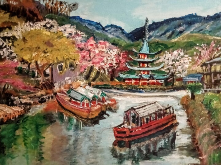 Sakura 2 Japonia 绘画, 15.8x19.7 in