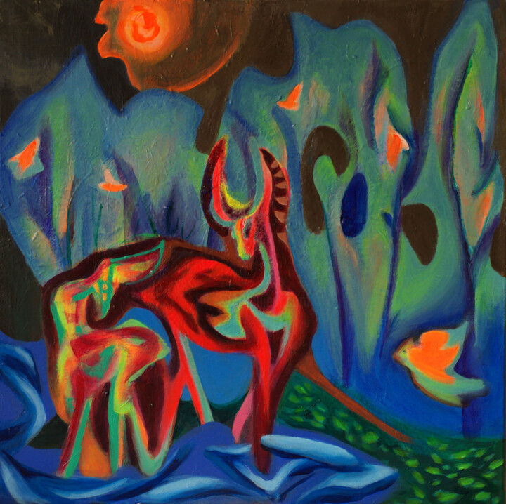 It's so wonderful to find some beauty in a foggy forest 绘画, 23.6x23.6 in