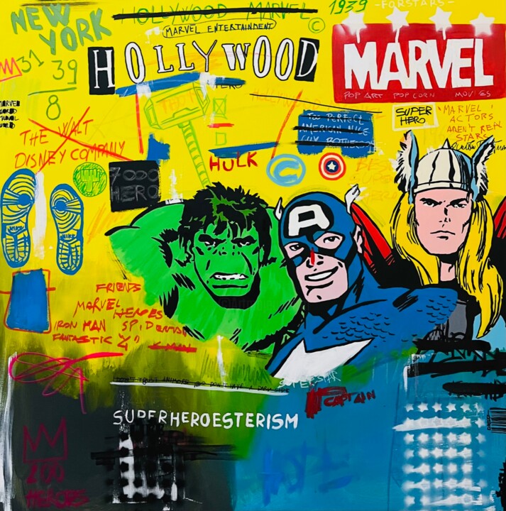Hollywood and HEROES 绘画, 39.4x39.4 in