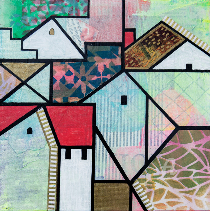 Geometry of town1 绘画, 9.8x9.8 in