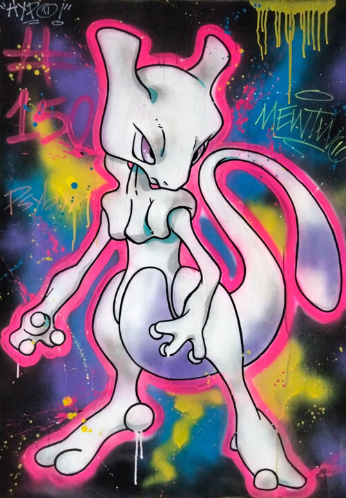 Mewtwo 绘画, 39.4x27.6 in