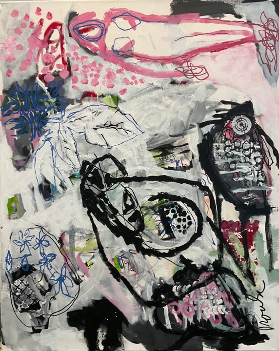 "La femme en rose"! 绘画, 29.9x24 in