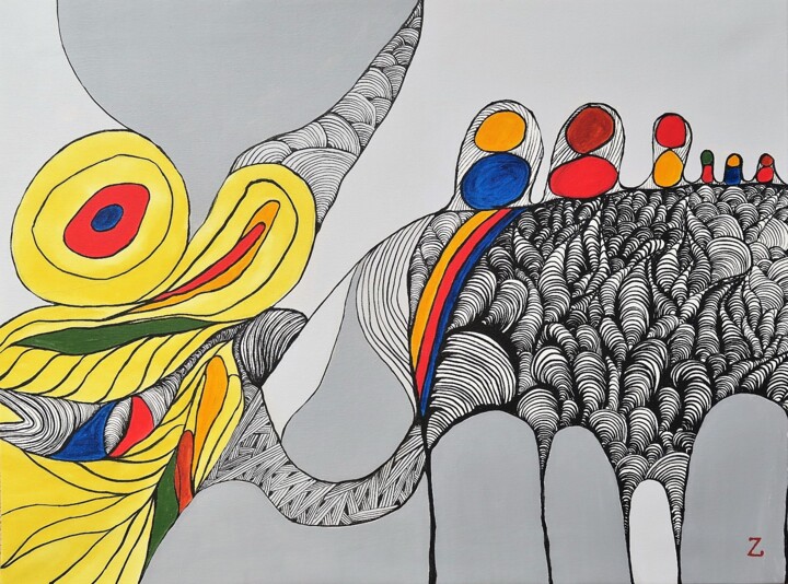 Malerei mit dem Titel "rainbow" von Dr. Katharina Zlöbl, Original-Kunstwerk, Acryl Auf Keilrahmen aus Holz montiert