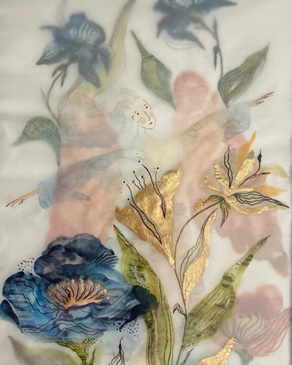 Photography titled "Angel flying among…" by Ekaterina Bokova, Original Artwork, Watercolor