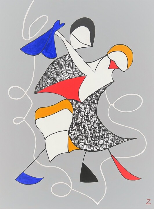 Painting titled "traumtänzer" by Dr. Katharina Zlöbl, Original Artwork, Acrylic Mounted on Wood Stretcher frame