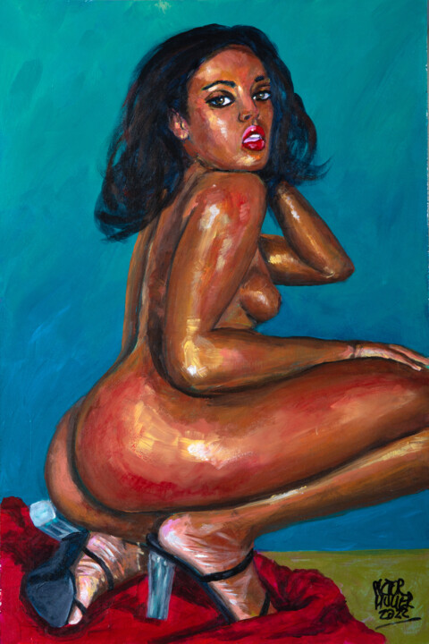 La Femme en cuclillas 绘画, 23.6x15.8 in