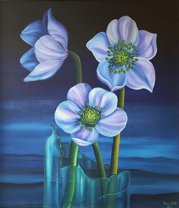 Helleborus in broken vase 绘画, 38.6x32.7 in