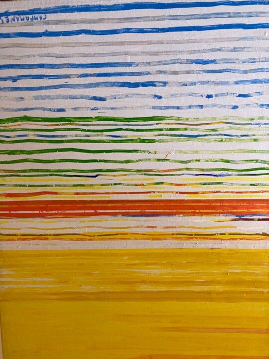 Painting titled "Horizonte" by Jose Ramon Campomanes Alvarez, Original Artwork, Oil Mounted on Wood Panel