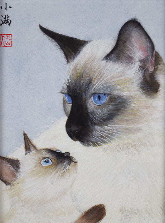 Les siamois 绘画, 7.9x5.9 in