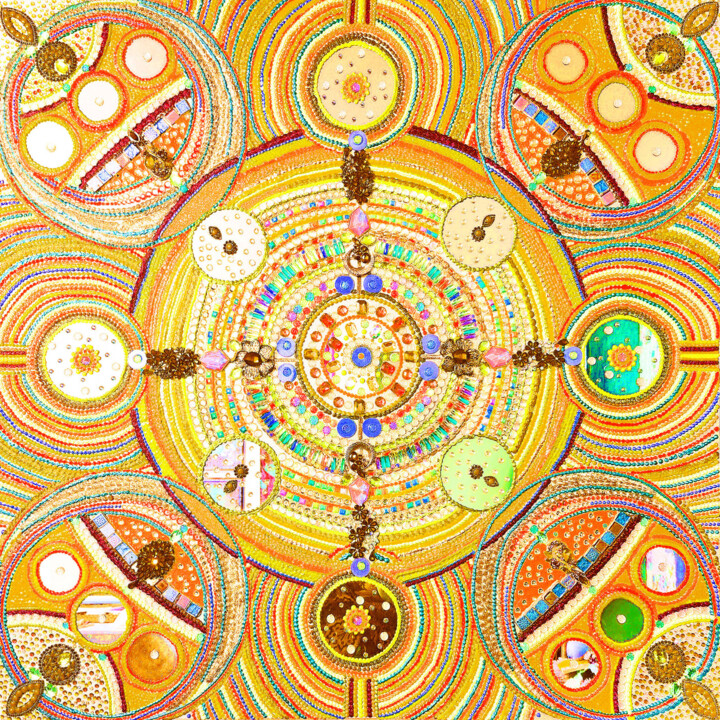 SUN - Golden abstract wall sculpture, decorative painting 雕塑, 39.4x39.4 in