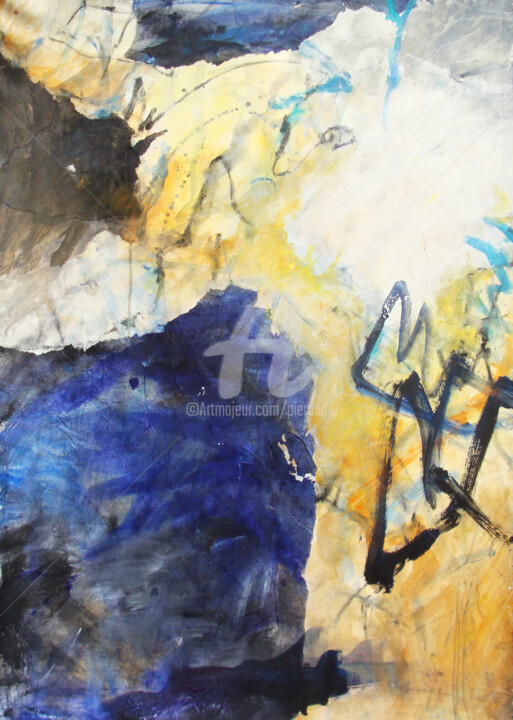 绘画 标题为“Composition Bleue” 由Pierdait, 原创艺术品, 丙烯 安装在木质担架架上