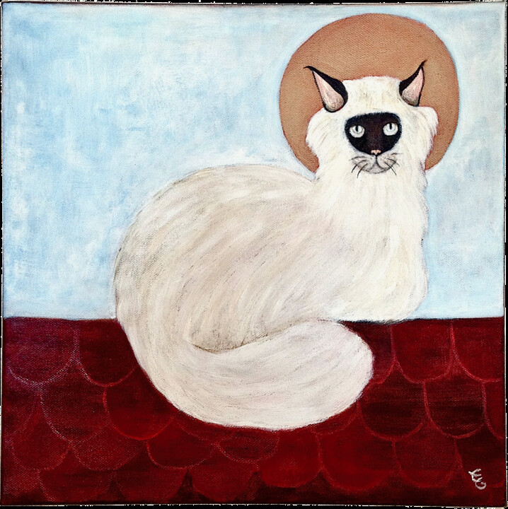 Le Chat sacré 绘画, 11.8x11.8 in