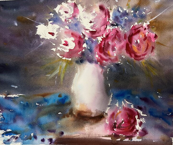 "Roses" başlıklı Resim Ekrem Yilmaz tarafından, Orijinal sanat, Suluboya