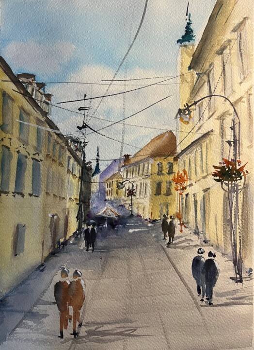 "City Life" başlıklı Resim Ekrem Yilmaz tarafından, Orijinal sanat, Suluboya