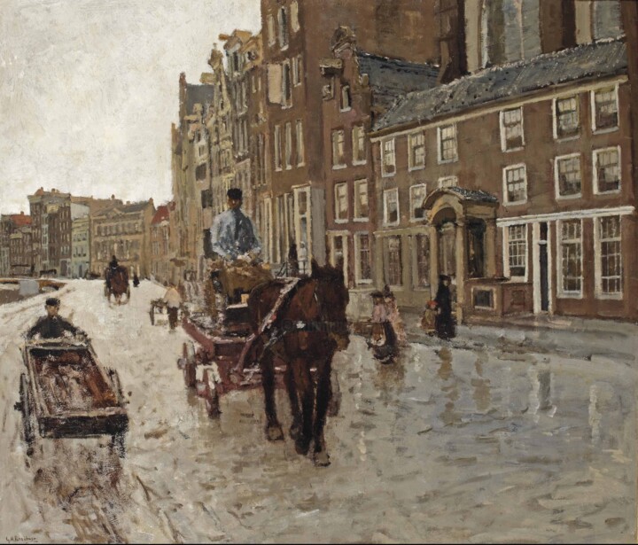 Painting titled "Rokin avec le Nieuw…" by Georg Hendrik Breitner, Original Artwork, Oil