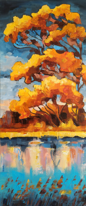 A flash of evening sun Painting, 27.6x11.8 in