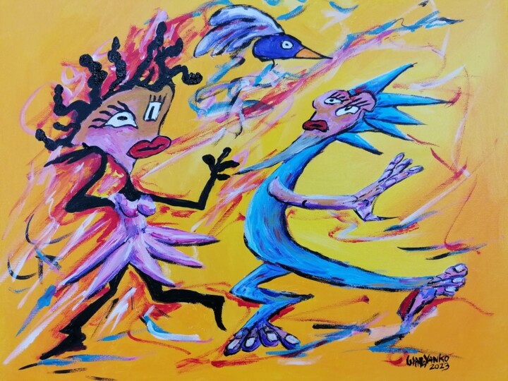 Peinture intitulée "Black ballerina dan…" par Wabyanko, Œuvre d'art originale, Acrylique Monté sur Châssis en bois