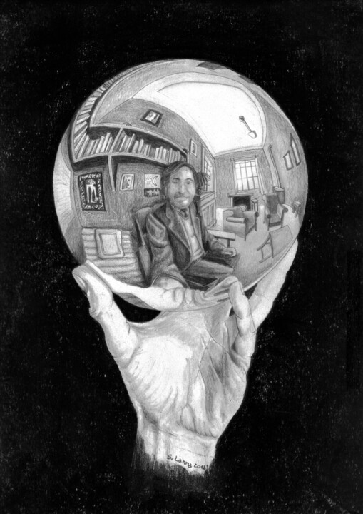 Autoritratto alla Escher 图画, 11.8x8.3 in