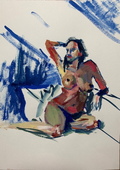 Woman figure sketch. Nude. 绘画, 11.6x8.3 in